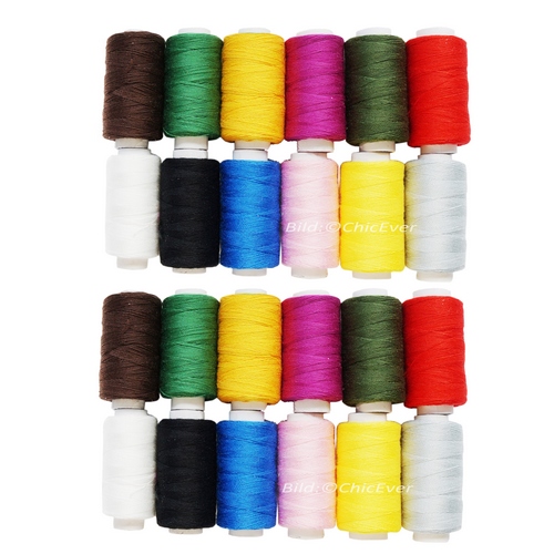 24 Nähgarne Set Nähfaden je ca. 411m Garn Faden f. Nähmaschinen mehrfabig 8725a - zum Schließen ins Bild klicken